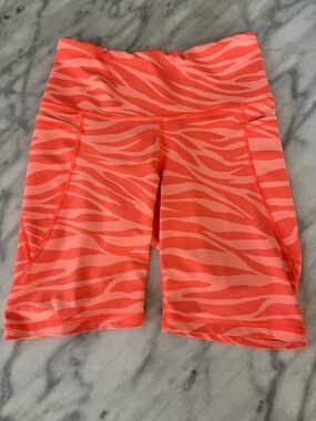 Old Navy Coral and Light Coral Zebra Print Bike Shorts